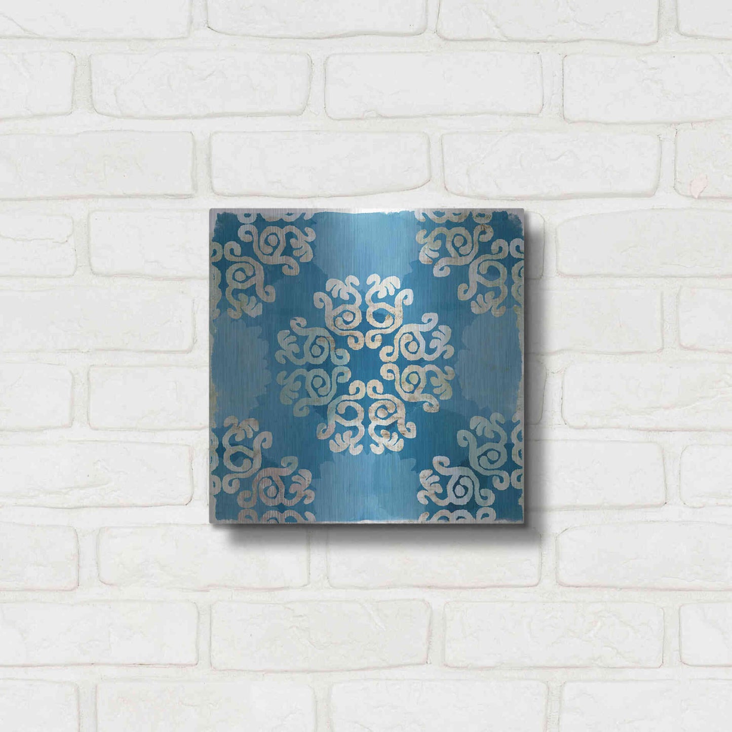 Luxe Metal Art 'Royal Blue Tile I' by Flora Kouta Metal Wall Art,12x12