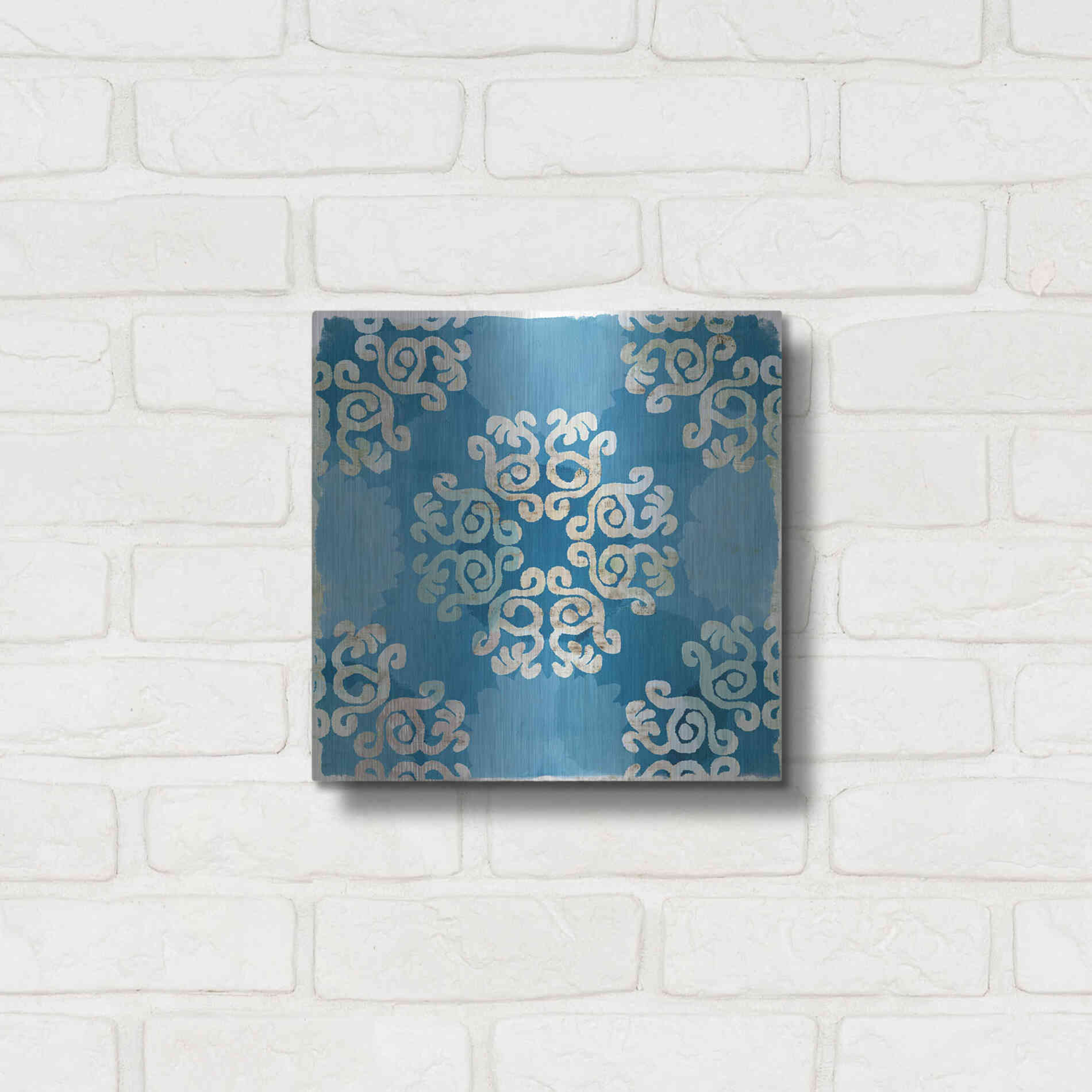 Luxe Metal Art 'Royal Blue Tile I' by Flora Kouta Metal Wall Art,12x12