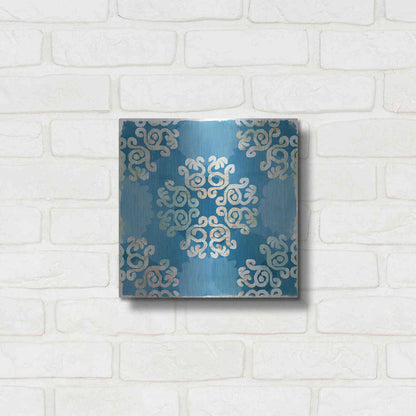 Luxe Metal Art 'Royal Blue Tile I' by Flora Kouta Metal Wall Art,12x12