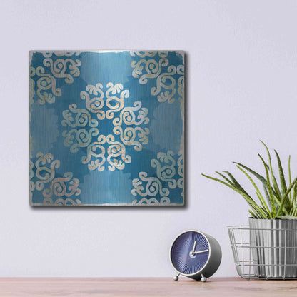 Luxe Metal Art 'Royal Blue Tile I' by Flora Kouta Metal Wall Art,12x12