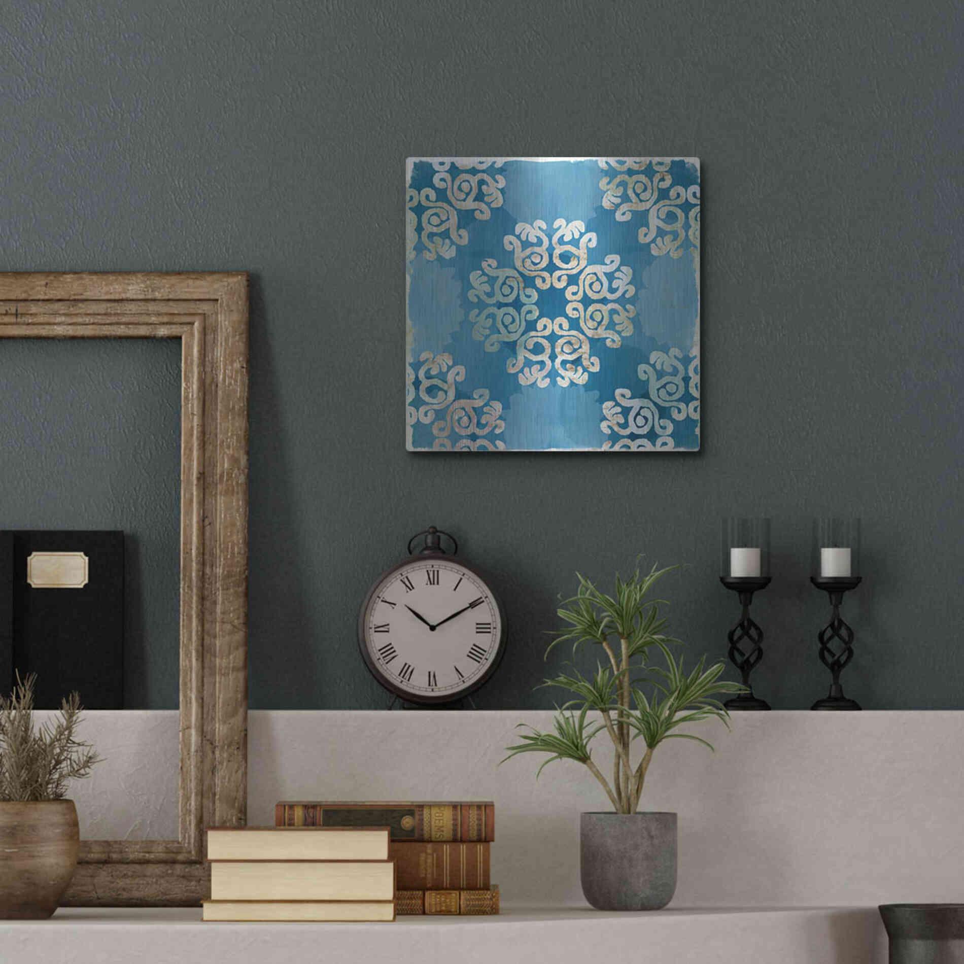 Luxe Metal Art 'Royal Blue Tile I' by Flora Kouta Metal Wall Art,12x12