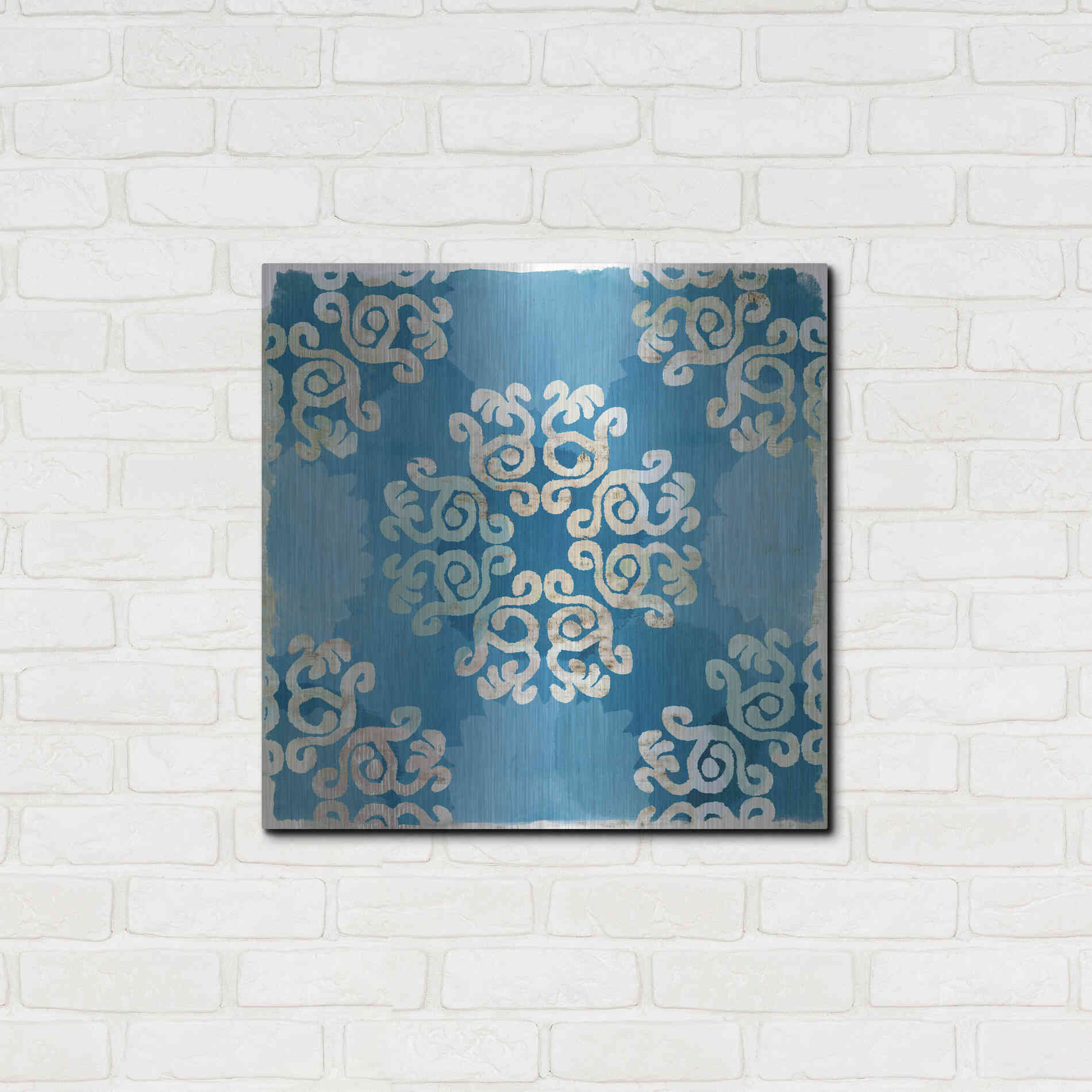 Luxe Metal Art 'Royal Blue Tile I' by Flora Kouta Metal Wall Art,24x24