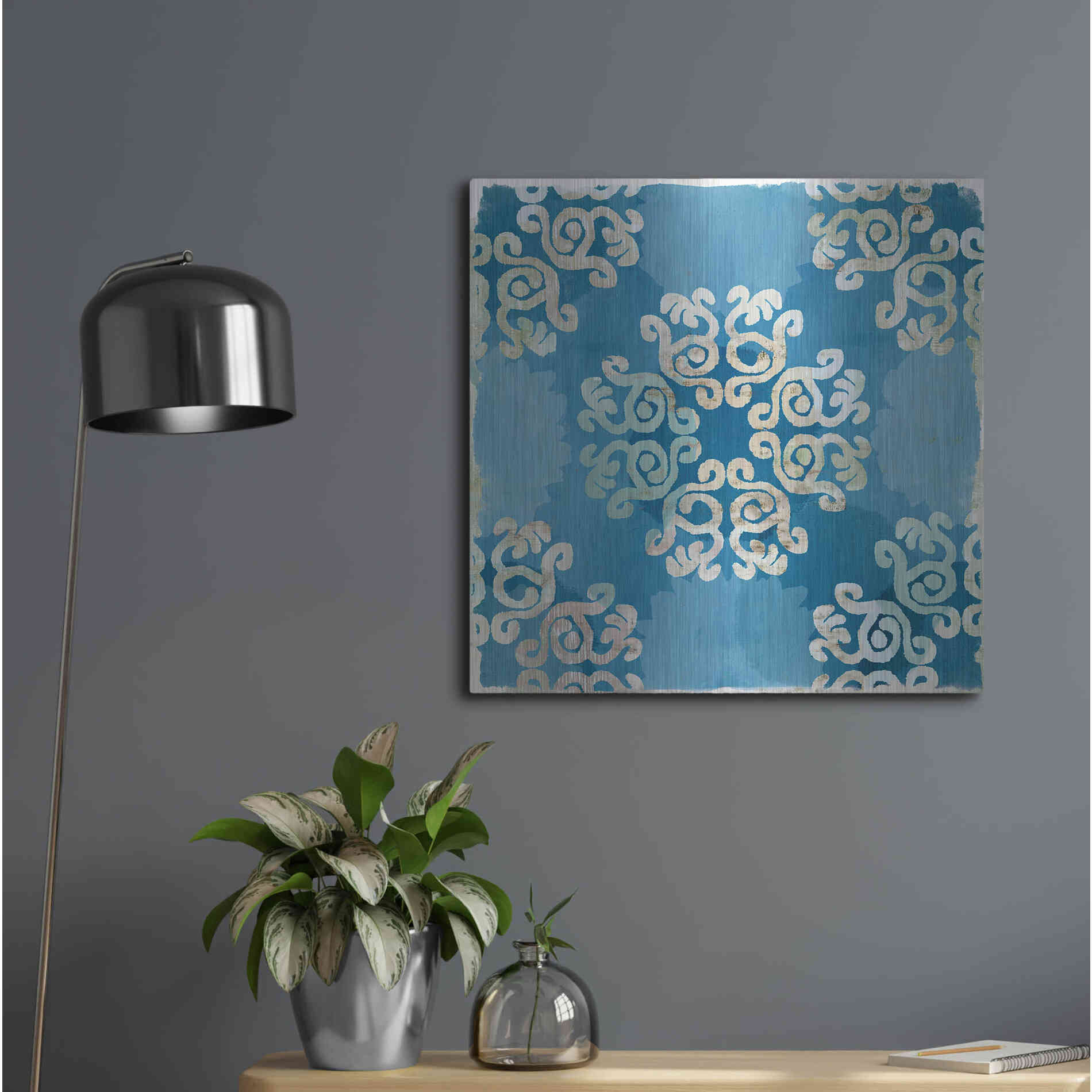 Luxe Metal Art 'Royal Blue Tile I' by Flora Kouta Metal Wall Art,24x24