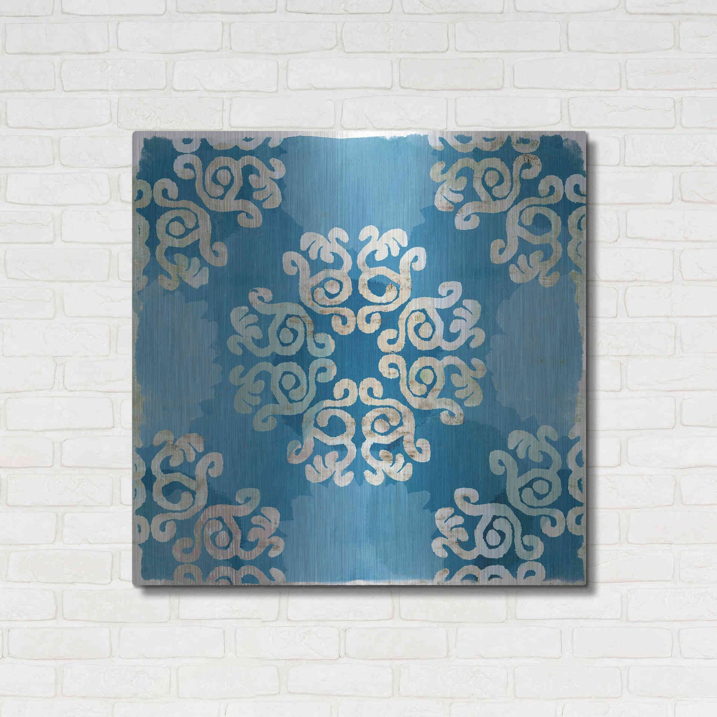Luxe Metal Art 'Royal Blue Tile I' by Flora Kouta Metal Wall Art,36x36