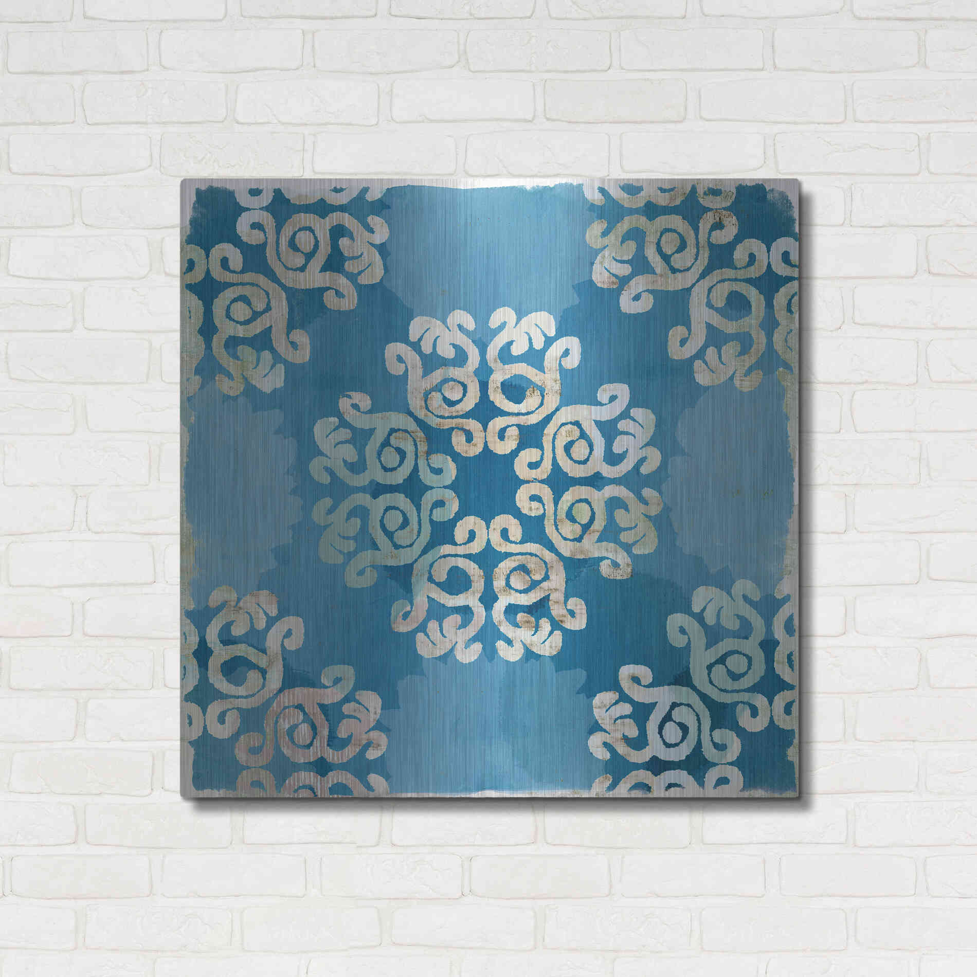 Luxe Metal Art 'Royal Blue Tile I' by Flora Kouta Metal Wall Art,36x36