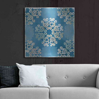 Luxe Metal Art 'Royal Blue Tile I' by Flora Kouta Metal Wall Art,36x36