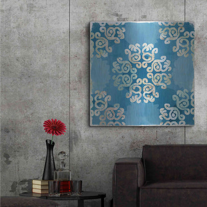Luxe Metal Art 'Royal Blue Tile I' by Flora Kouta Metal Wall Art,36x36