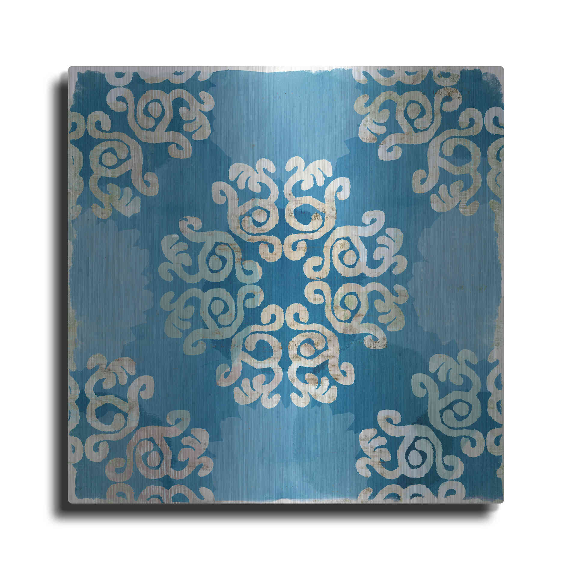 Luxe Metal Art 'Royal Blue Tile I' by Flora Kouta Metal Wall Art