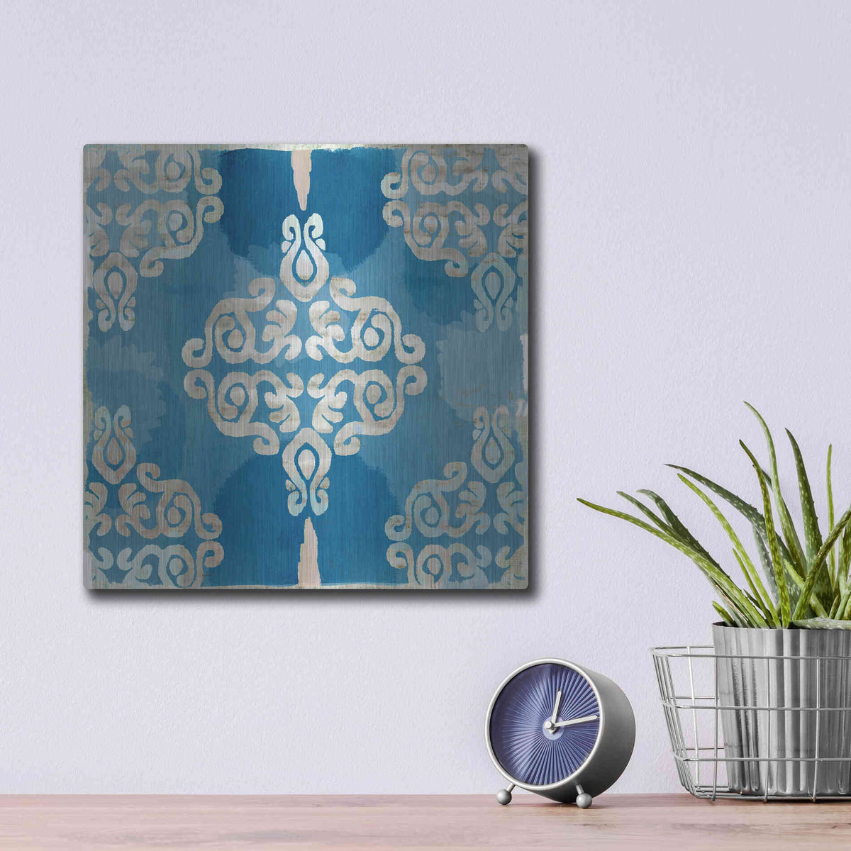 Luxe Metal Art 'Royal Blue Tile II' by Flora Kouta Metal Wall Art,12x12