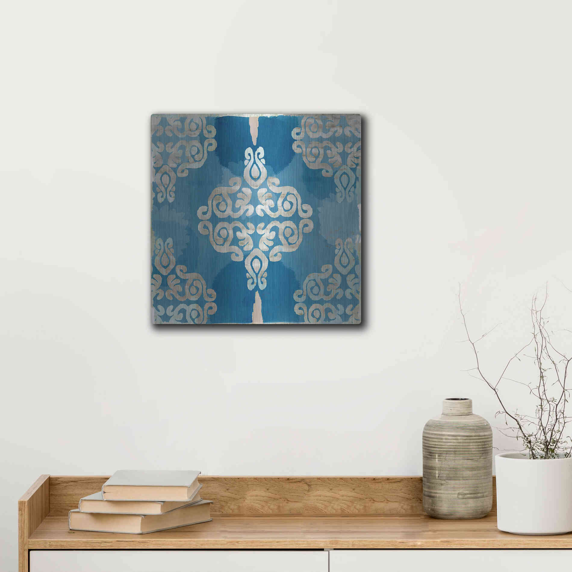 Luxe Metal Art 'Royal Blue Tile II' by Flora Kouta Metal Wall Art,12x12
