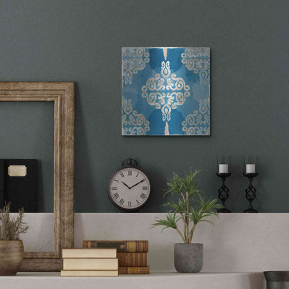 Luxe Metal Art 'Royal Blue Tile II' by Flora Kouta Metal Wall Art,12x12