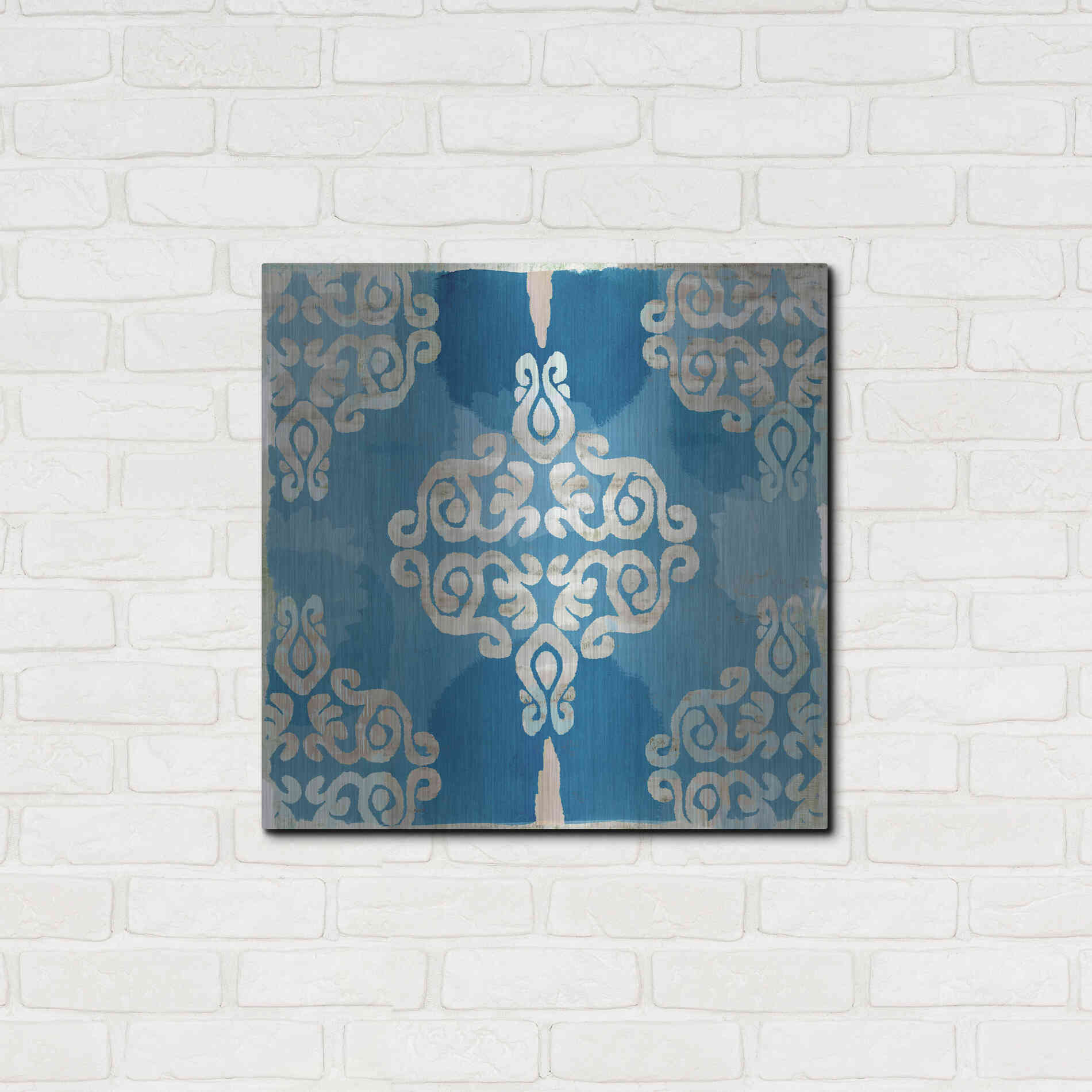 Luxe Metal Art 'Royal Blue Tile II' by Flora Kouta Metal Wall Art,24x24