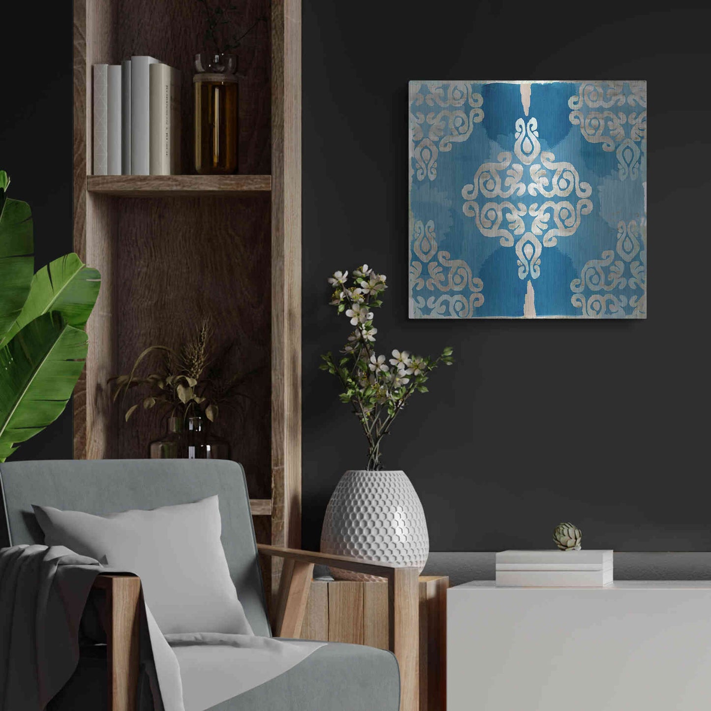 Luxe Metal Art 'Royal Blue Tile II' by Flora Kouta Metal Wall Art,24x24