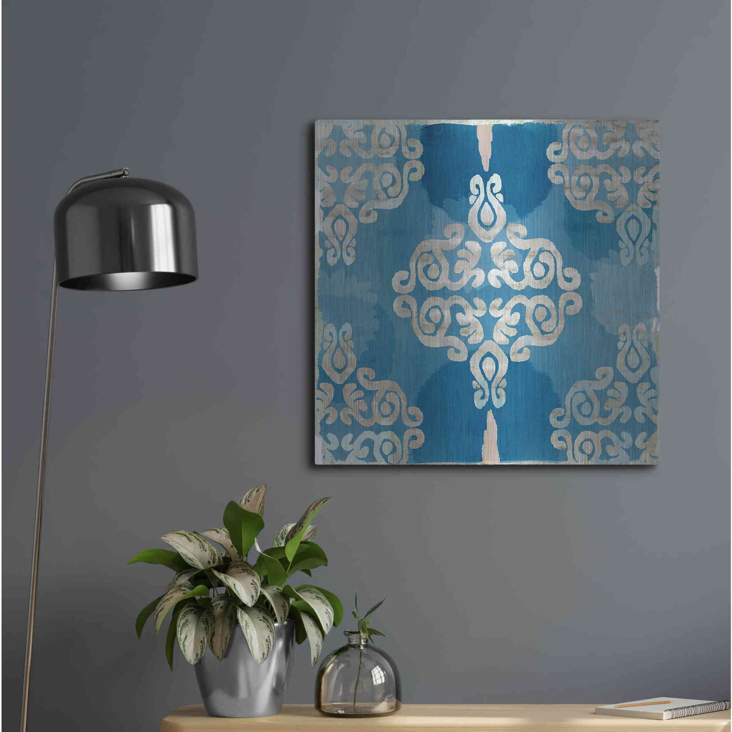 Luxe Metal Art 'Royal Blue Tile II' by Flora Kouta Metal Wall Art,24x24