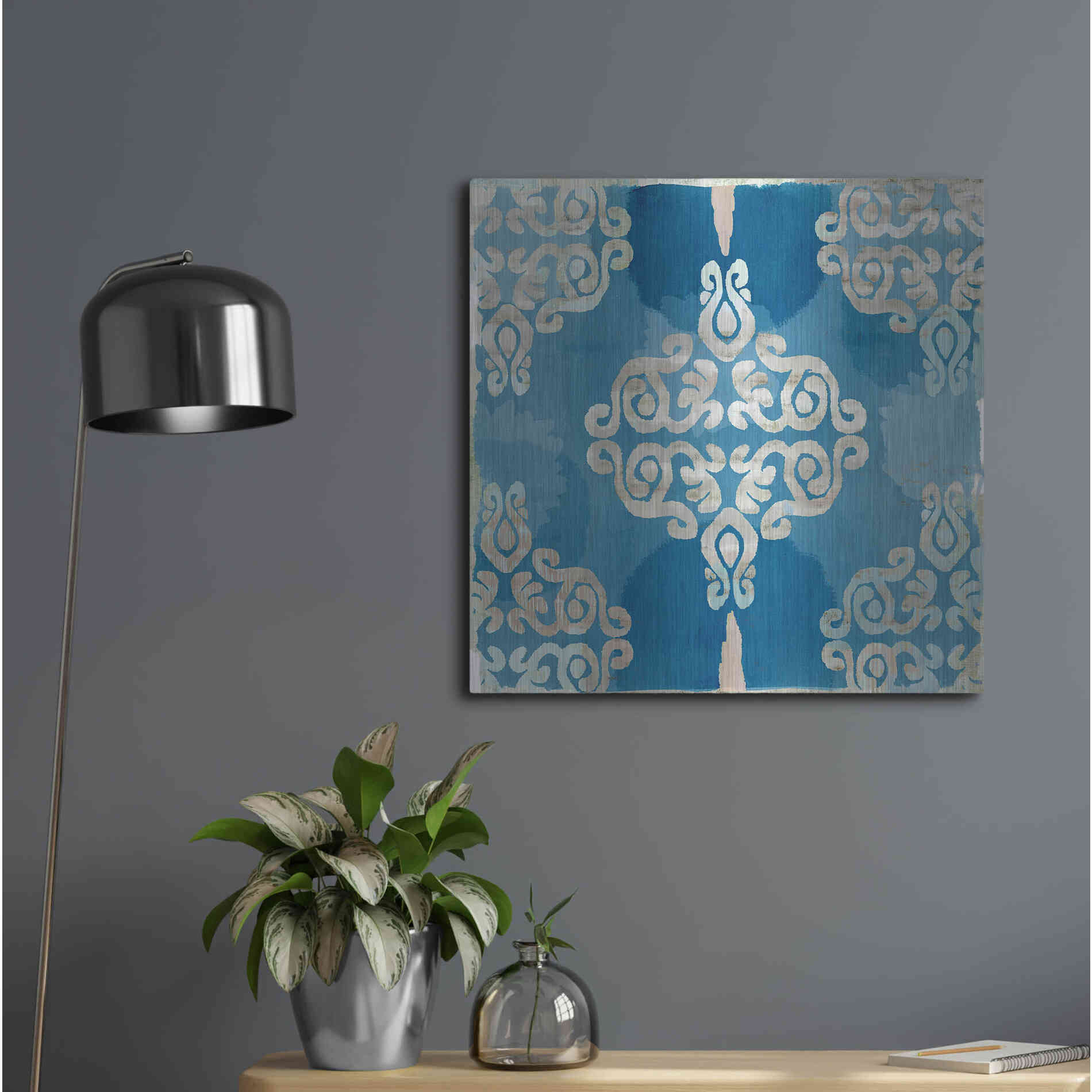 Luxe Metal Art 'Royal Blue Tile II' by Flora Kouta Metal Wall Art,24x24