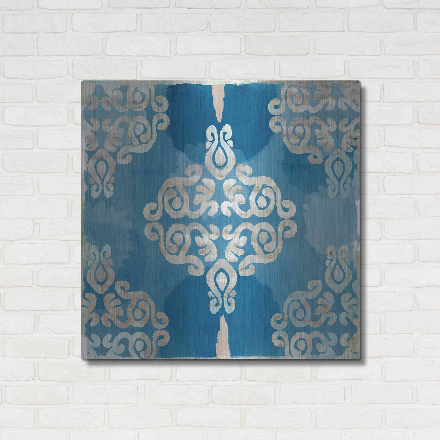 Luxe Metal Art 'Royal Blue Tile II' by Flora Kouta Metal Wall Art,36x36