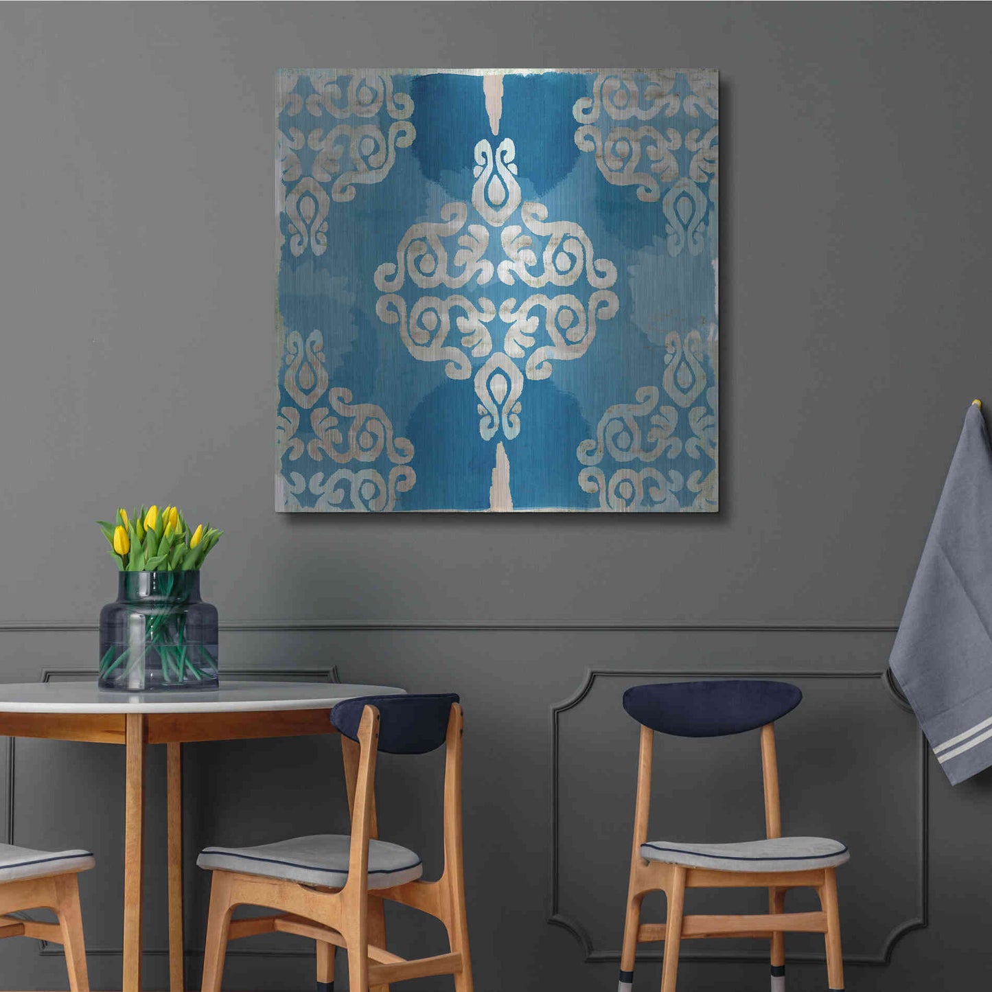 Luxe Metal Art 'Royal Blue Tile II' by Flora Kouta Metal Wall Art,36x36