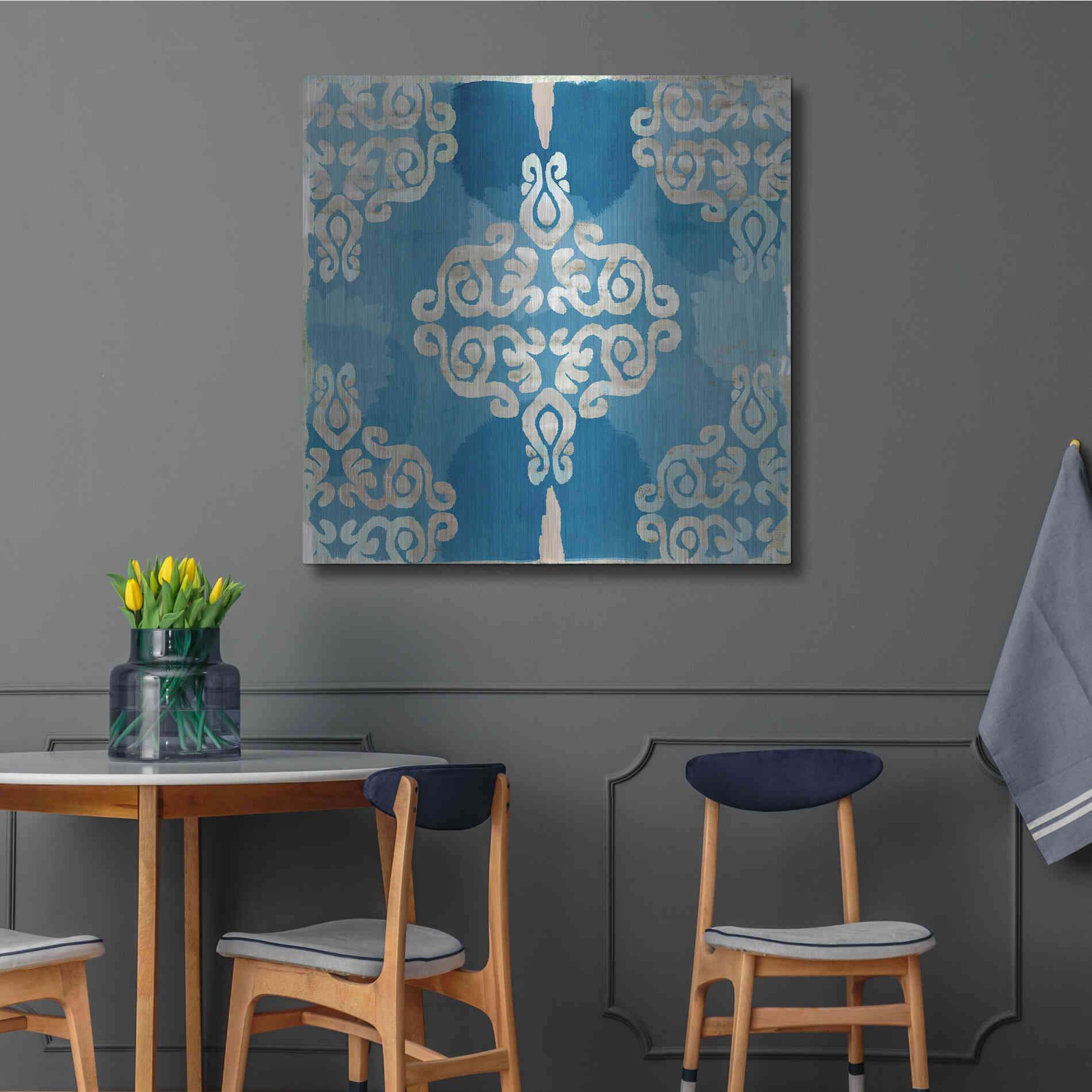 Luxe Metal Art 'Royal Blue Tile II' by Flora Kouta Metal Wall Art,36x36