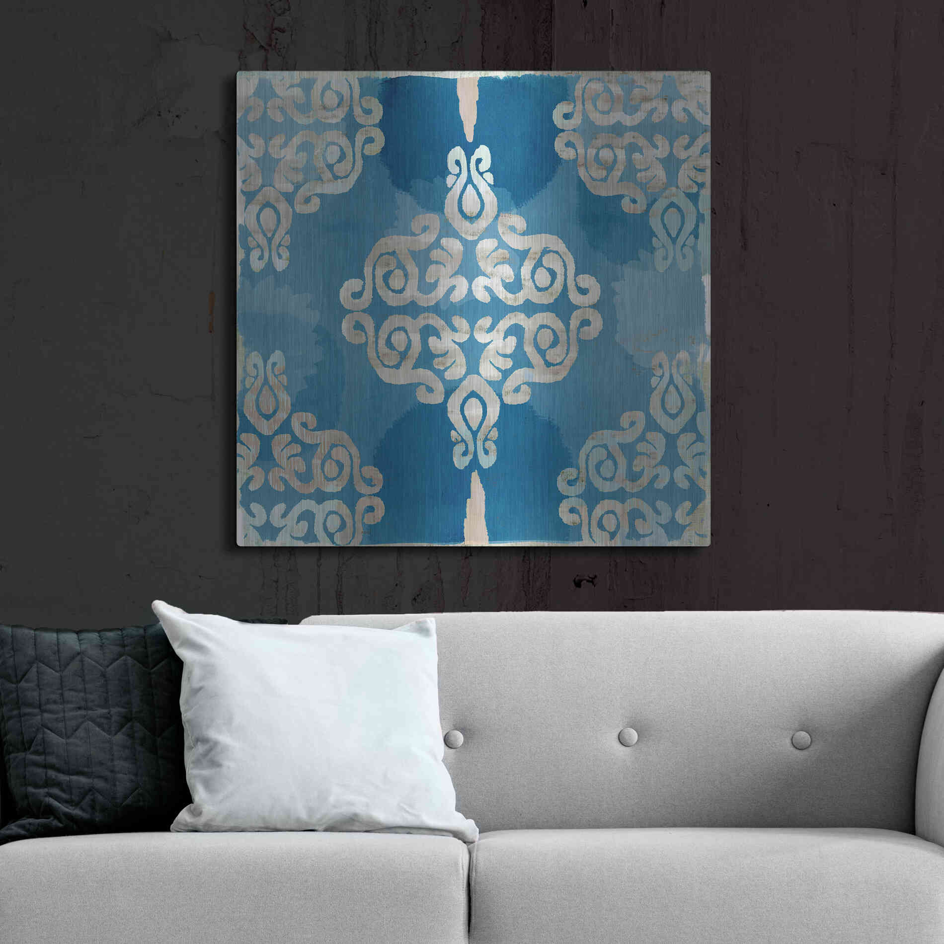 Luxe Metal Art 'Royal Blue Tile II' by Flora Kouta Metal Wall Art,36x36