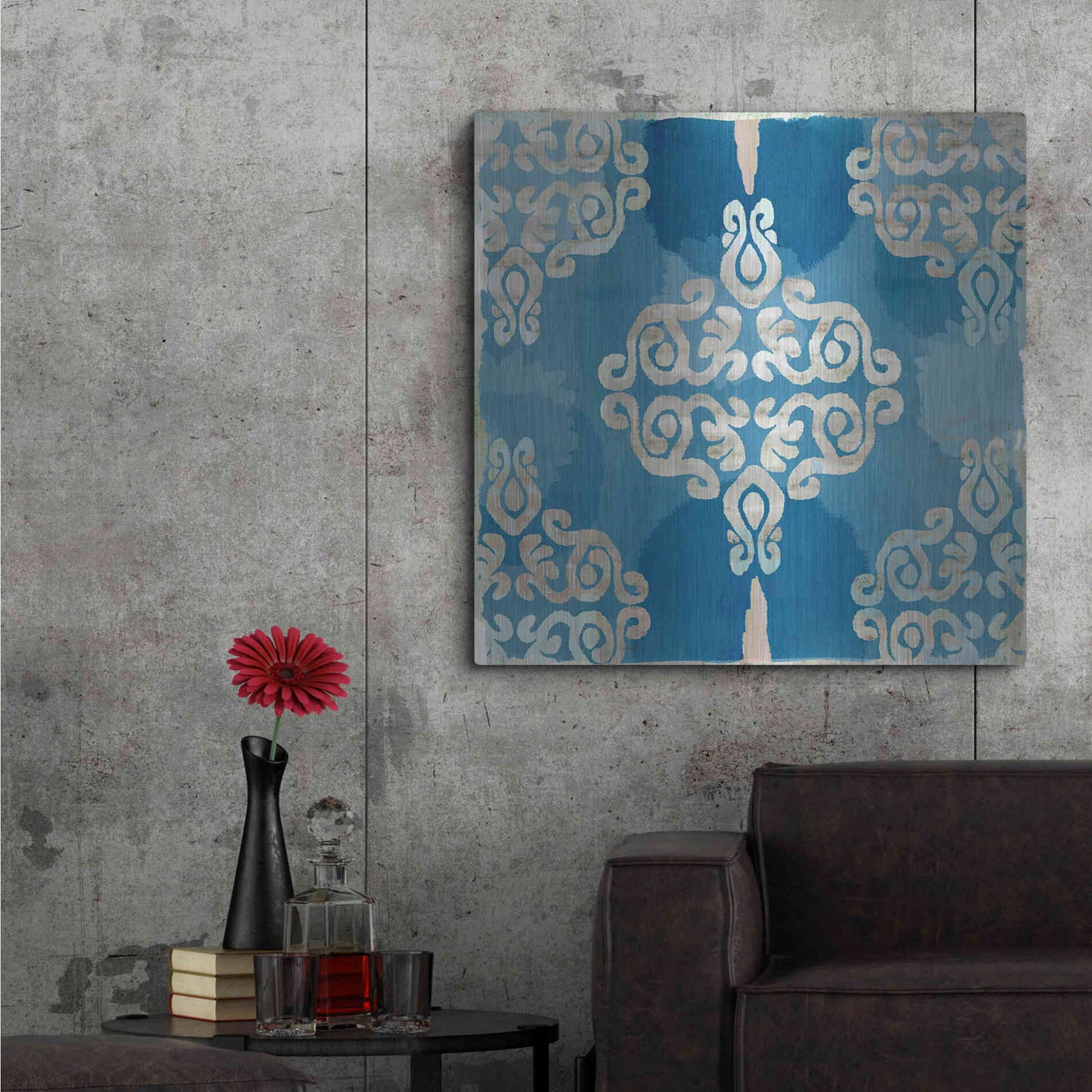 Luxe Metal Art 'Royal Blue Tile II' by Flora Kouta Metal Wall Art,36x36