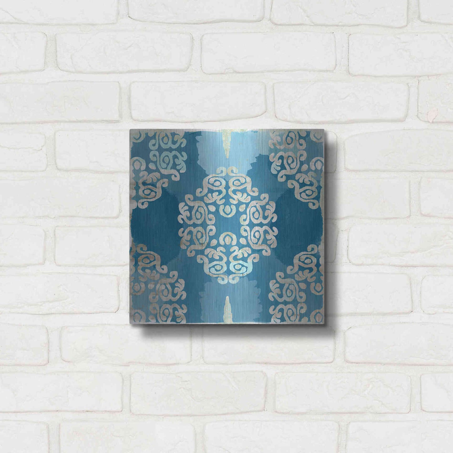 Luxe Metal Art 'Royal Blue Tile III' by Flora Kouta Metal Wall Art,12x12
