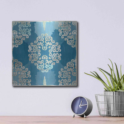 Luxe Metal Art 'Royal Blue Tile III' by Flora Kouta Metal Wall Art,12x12
