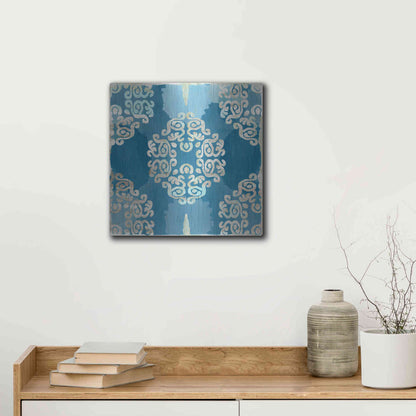 Luxe Metal Art 'Royal Blue Tile III' by Flora Kouta Metal Wall Art,12x12