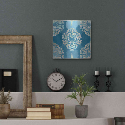 Luxe Metal Art 'Royal Blue Tile III' by Flora Kouta Metal Wall Art,12x12