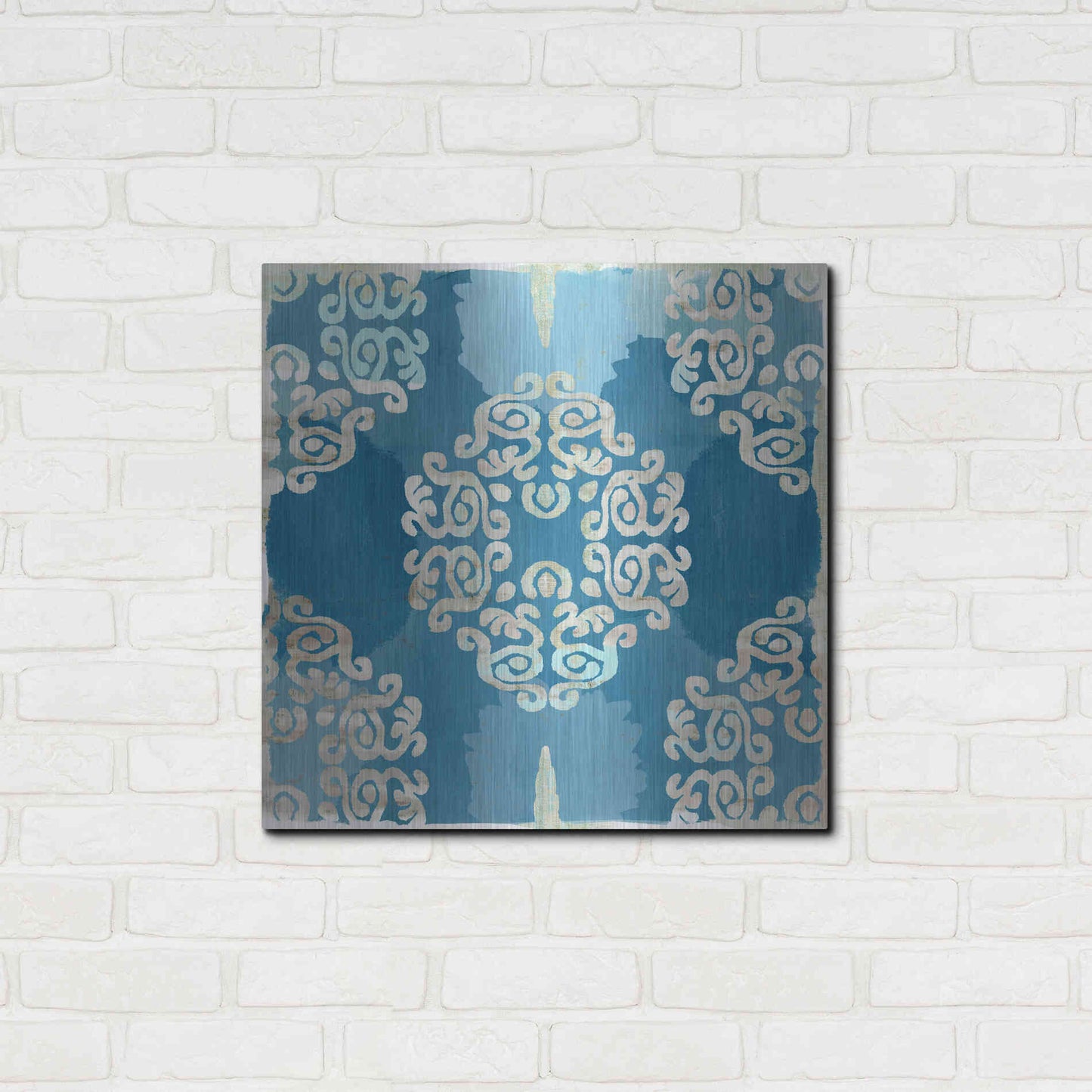 Luxe Metal Art 'Royal Blue Tile III' by Flora Kouta Metal Wall Art,24x24
