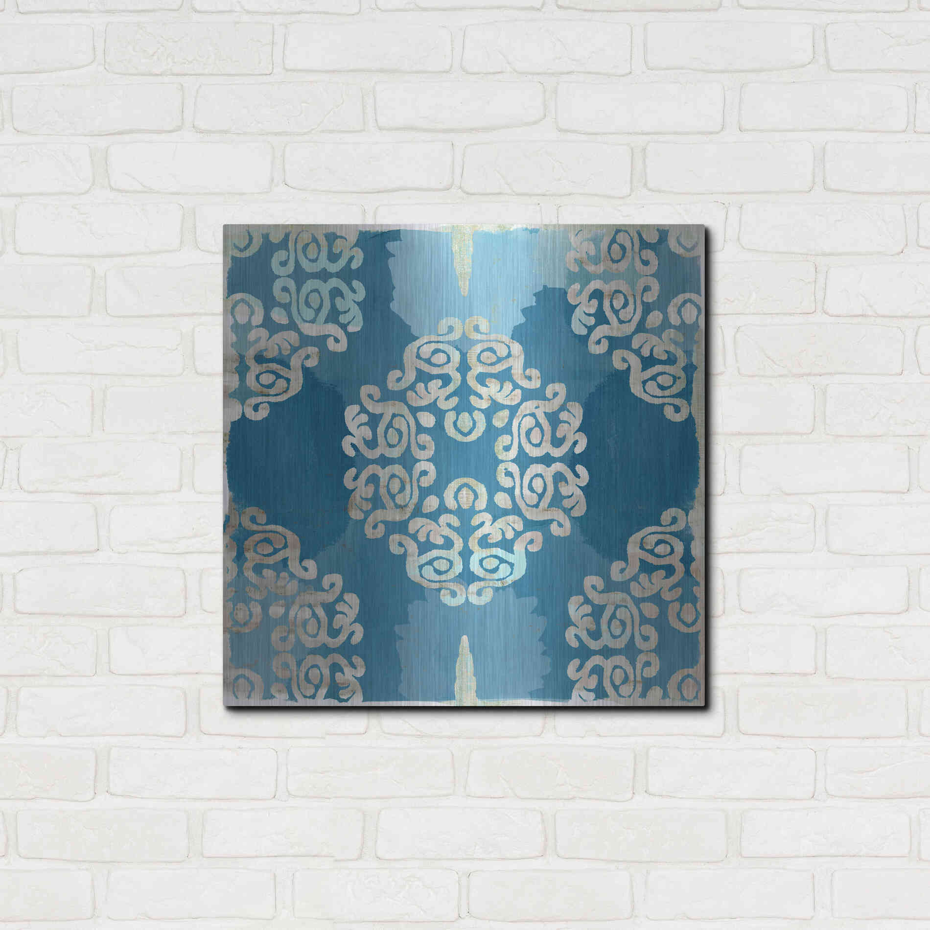 Luxe Metal Art 'Royal Blue Tile III' by Flora Kouta Metal Wall Art,24x24