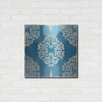 Luxe Metal Art 'Royal Blue Tile III' by Flora Kouta Metal Wall Art,24x24