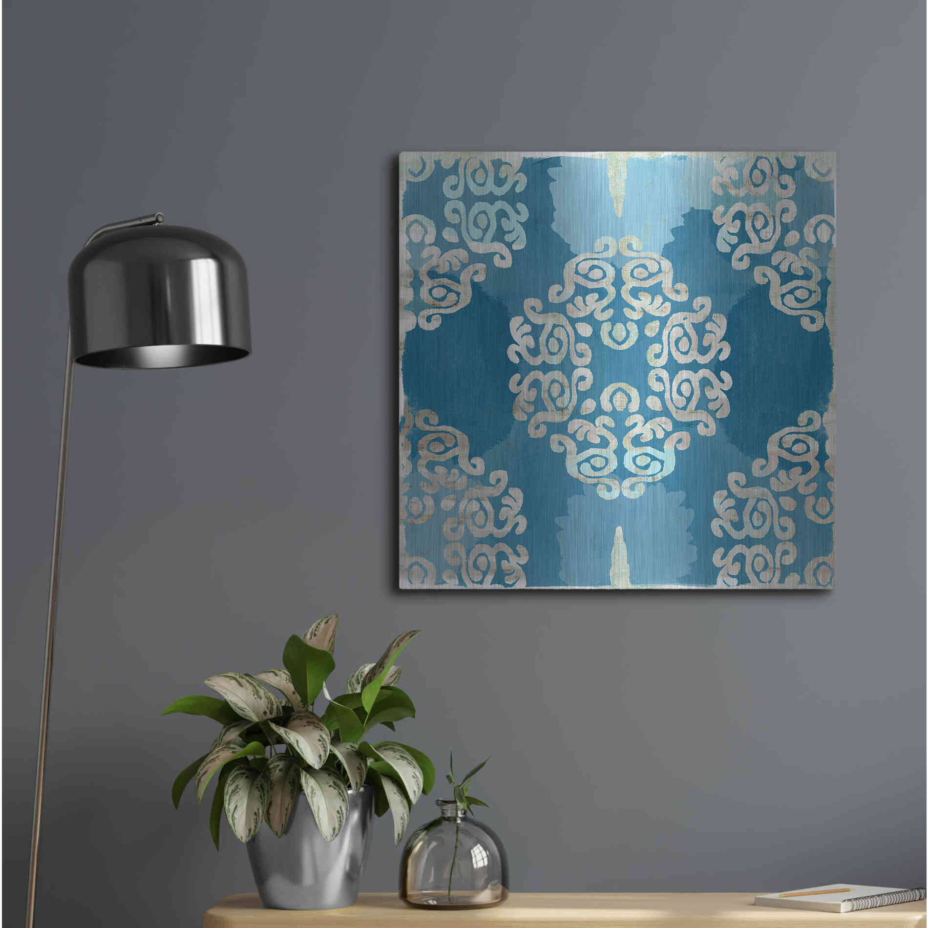 Luxe Metal Art 'Royal Blue Tile III' by Flora Kouta Metal Wall Art,24x24