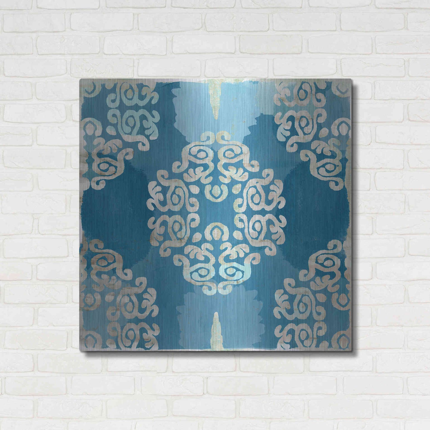 Luxe Metal Art 'Royal Blue Tile III' by Flora Kouta Metal Wall Art,36x36