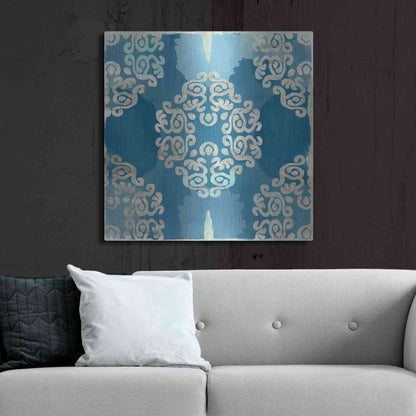 Luxe Metal Art 'Royal Blue Tile III' by Flora Kouta Metal Wall Art,36x36