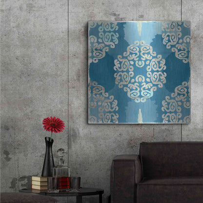 Luxe Metal Art 'Royal Blue Tile III' by Flora Kouta Metal Wall Art,36x36