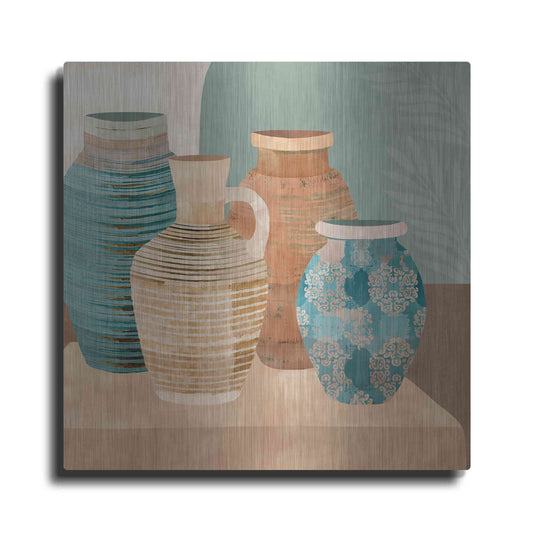 Luxe Metal Art 'Earthenware Pots I' by Flora Kouta Metal Wall Art