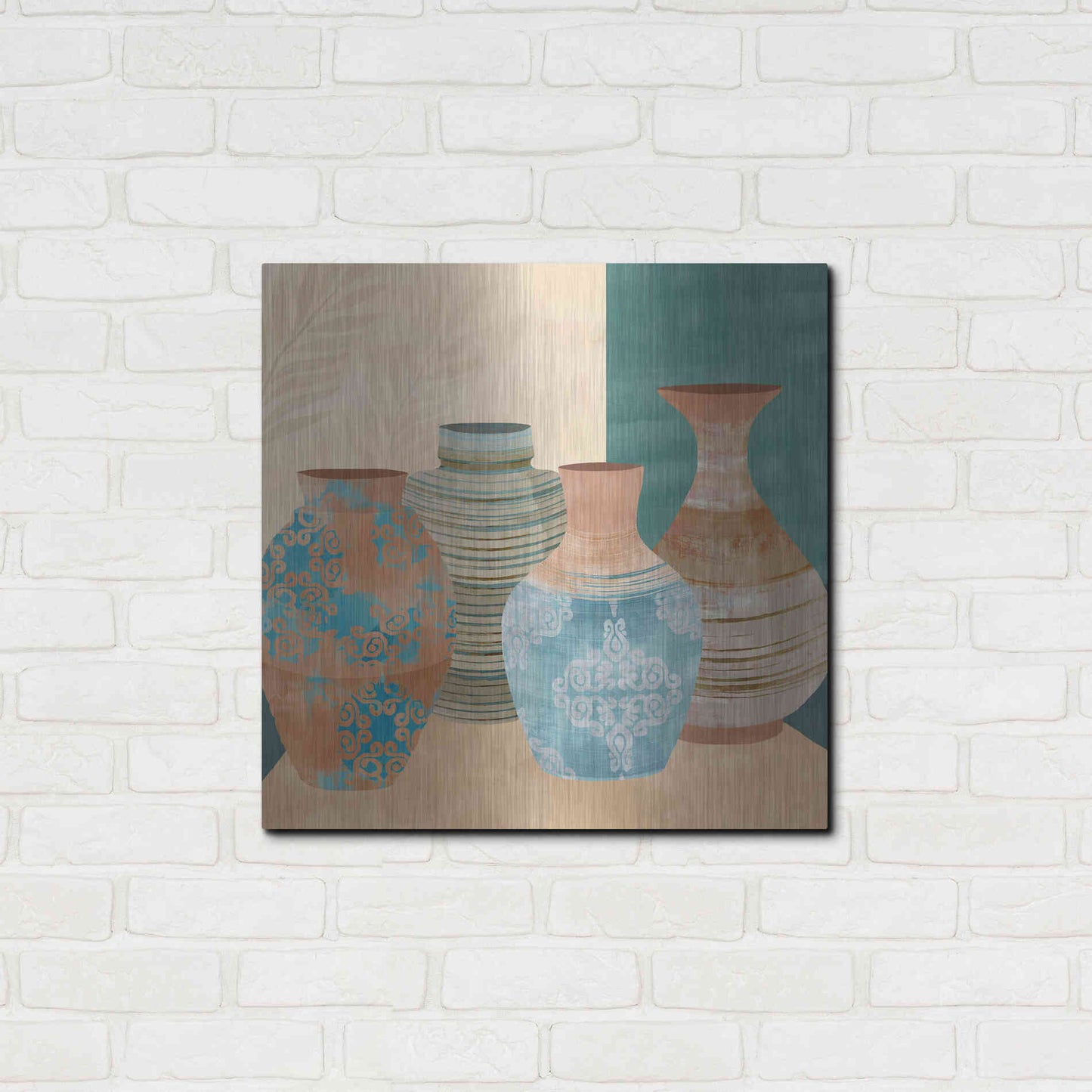 Luxe Metal Art 'Earthenware Pots II' by Flora Kouta Metal Wall Art,24x24