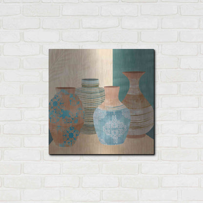 Luxe Metal Art 'Earthenware Pots II' by Flora Kouta Metal Wall Art,24x24