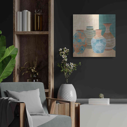 Luxe Metal Art 'Earthenware Pots II' by Flora Kouta Metal Wall Art,24x24