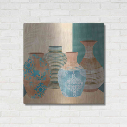 Luxe Metal Art 'Earthenware Pots II' by Flora Kouta Metal Wall Art,36x36