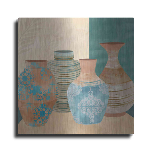 Luxe Metal Art 'Earthenware Pots II' by Flora Kouta Metal Wall Art
