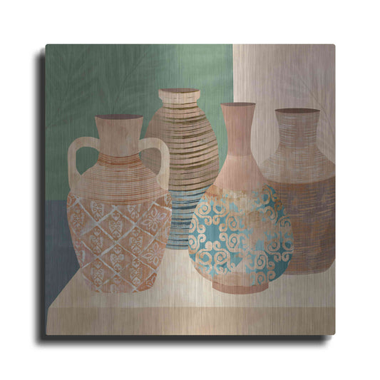 Luxe Metal Art 'Earthenware Pots III' by Flora Kouta Metal Wall Art