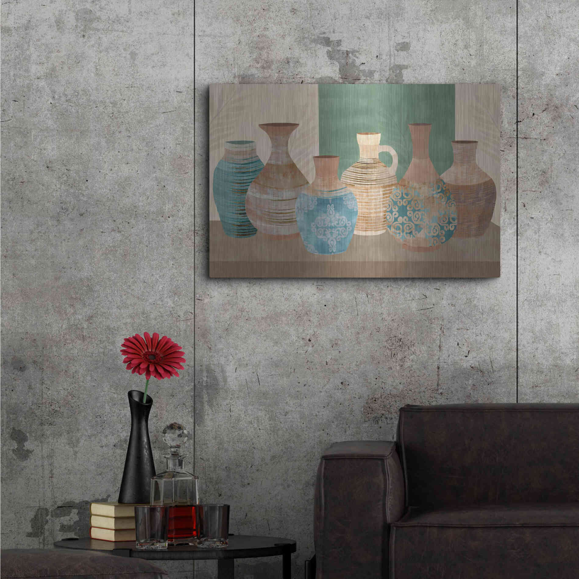 Luxe Metal Art 'Earthenwared Pots IV' by Flora Kouta Metal Wall Art,36x24