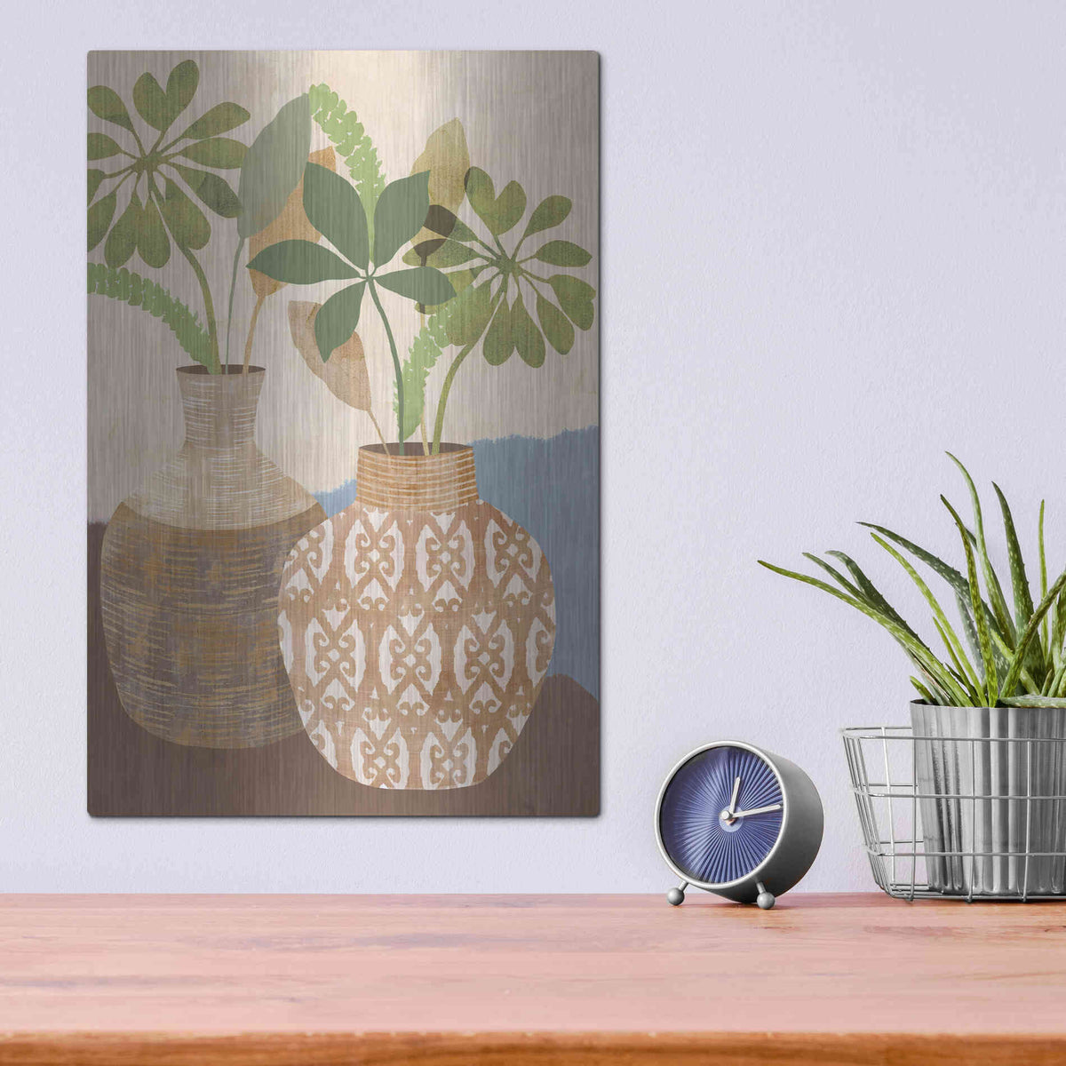Luxe Metal Art 'Boho Still Life I' by Flora Kouta Metal Wall Art,12x16