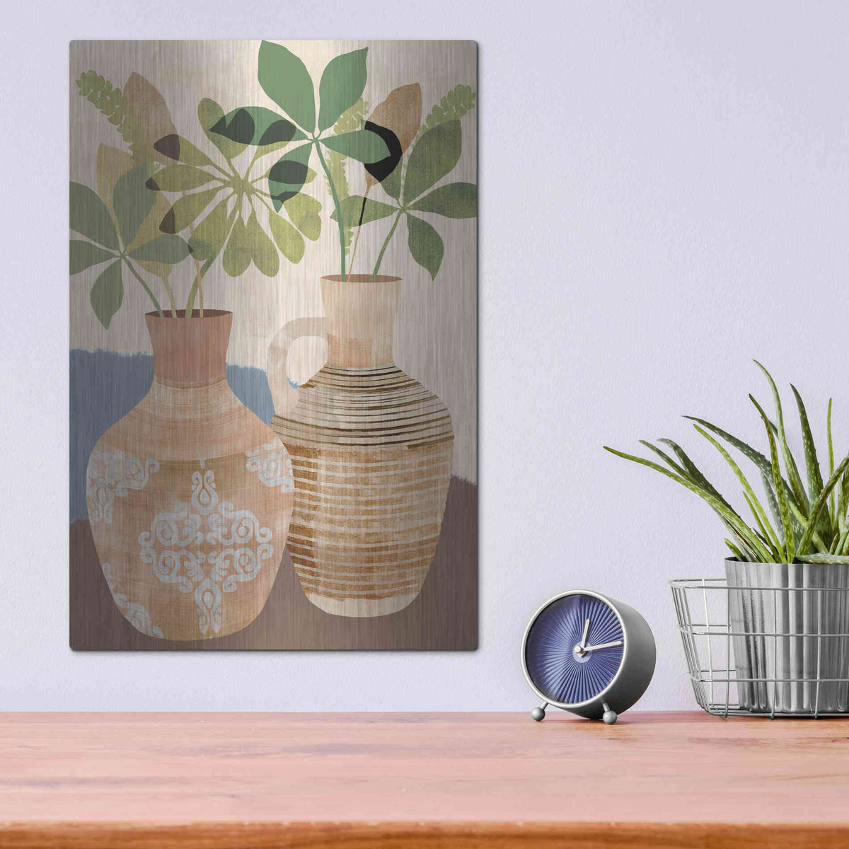 Luxe Metal Art 'Boho Still Life II' by Flora Kouta Metal Wall Art,12x16