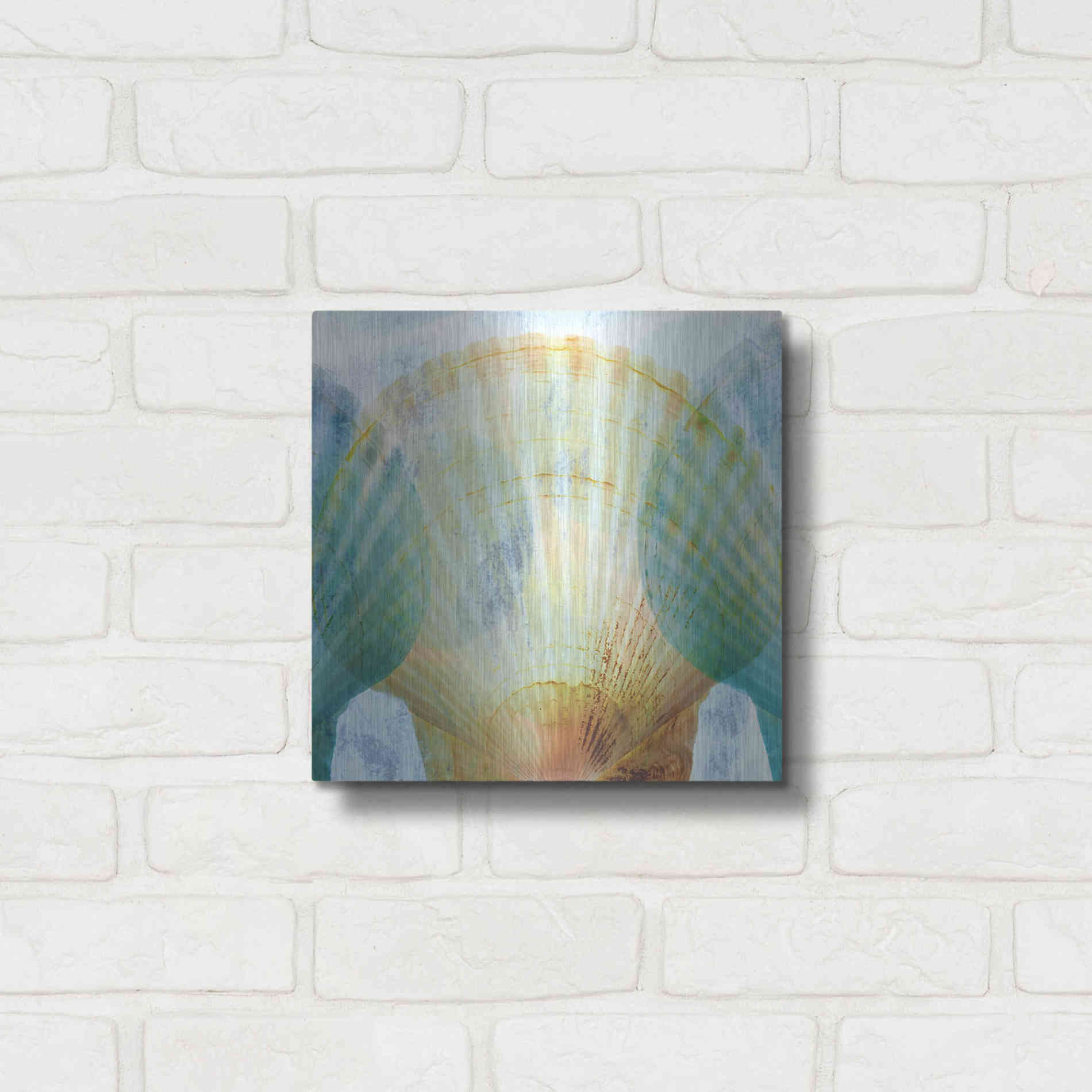 Luxe Metal Art 'Luminous Seashells 2' by Elena Ray, Metal Wall Art,12x12