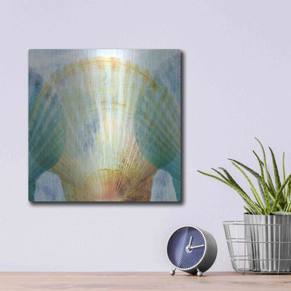 Luxe Metal Art 'Luminous Seashells 2' by Elena Ray, Metal Wall Art,12x12