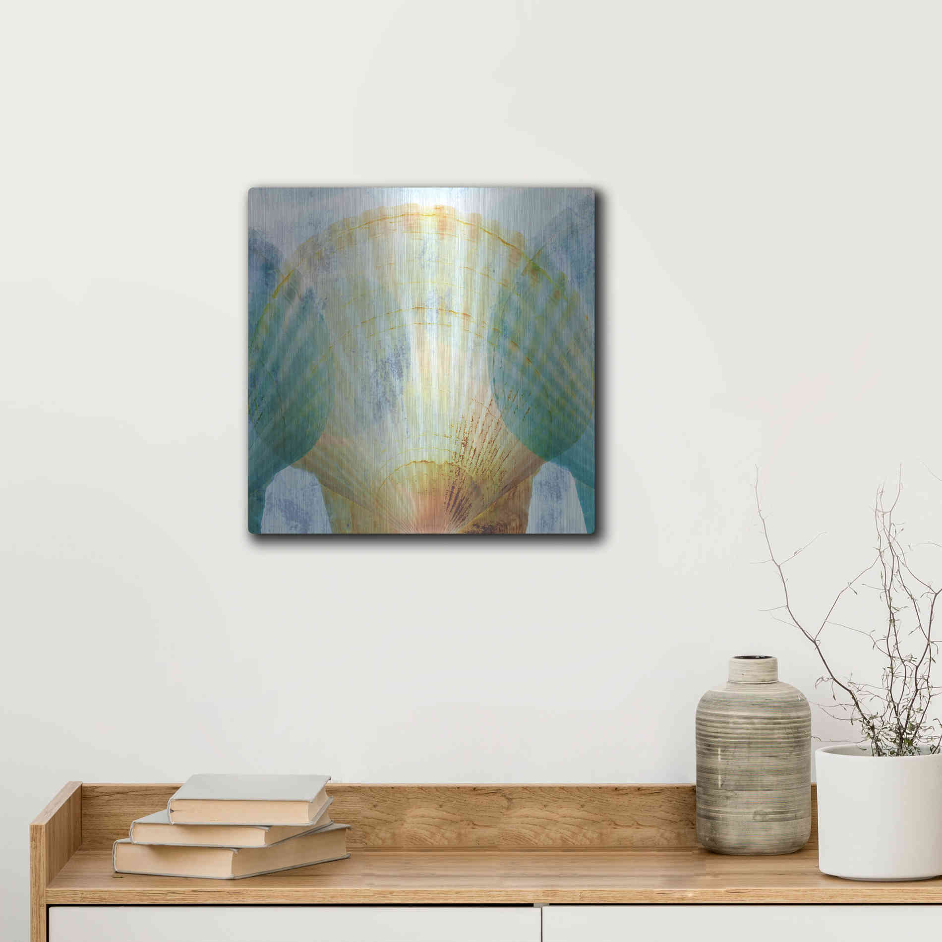 Luxe Metal Art 'Luminous Seashells 2' by Elena Ray, Metal Wall Art,12x12