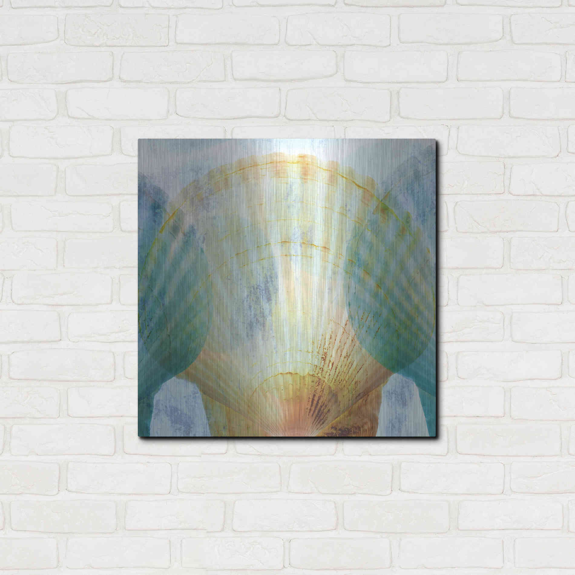 Luxe Metal Art 'Luminous Seashells 2' by Elena Ray, Metal Wall Art,24x24