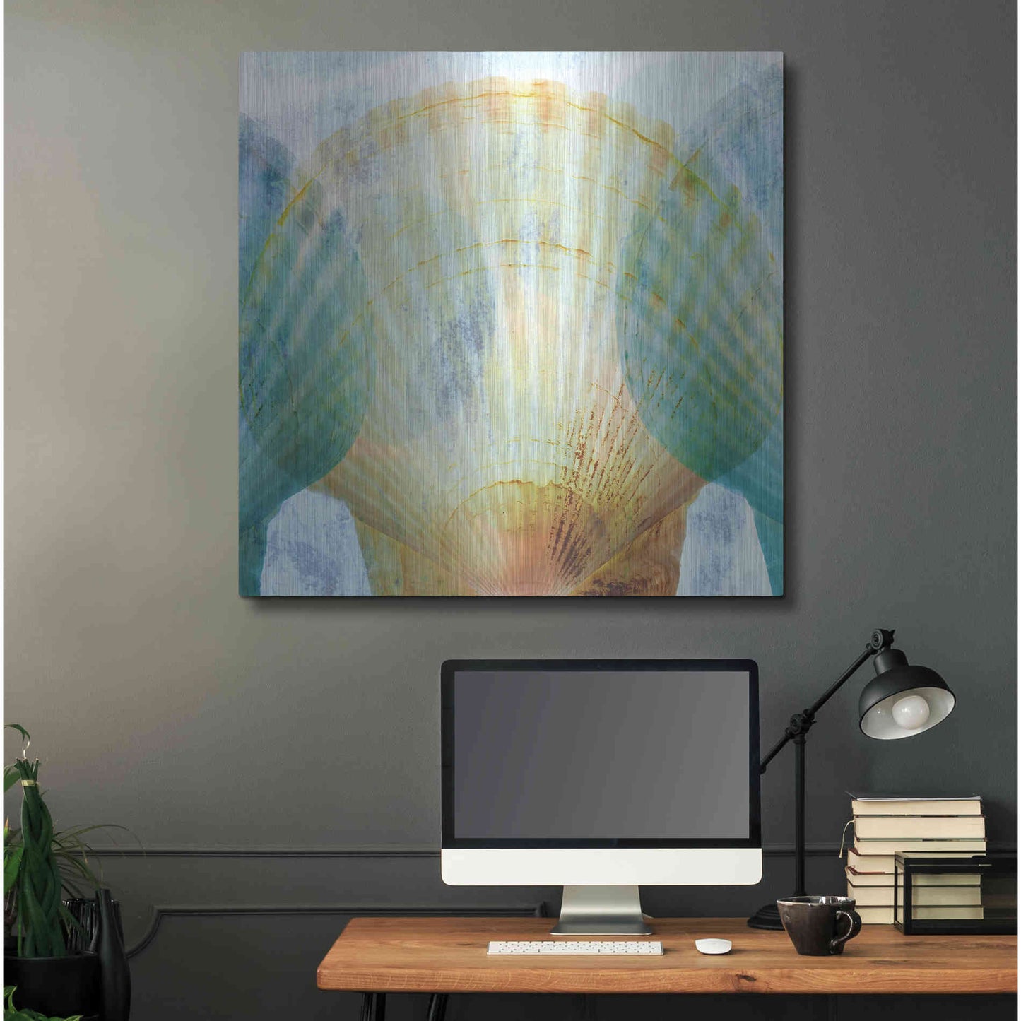 Luxe Metal Art 'Luminous Seashells 2' by Elena Ray, Metal Wall Art,36x36